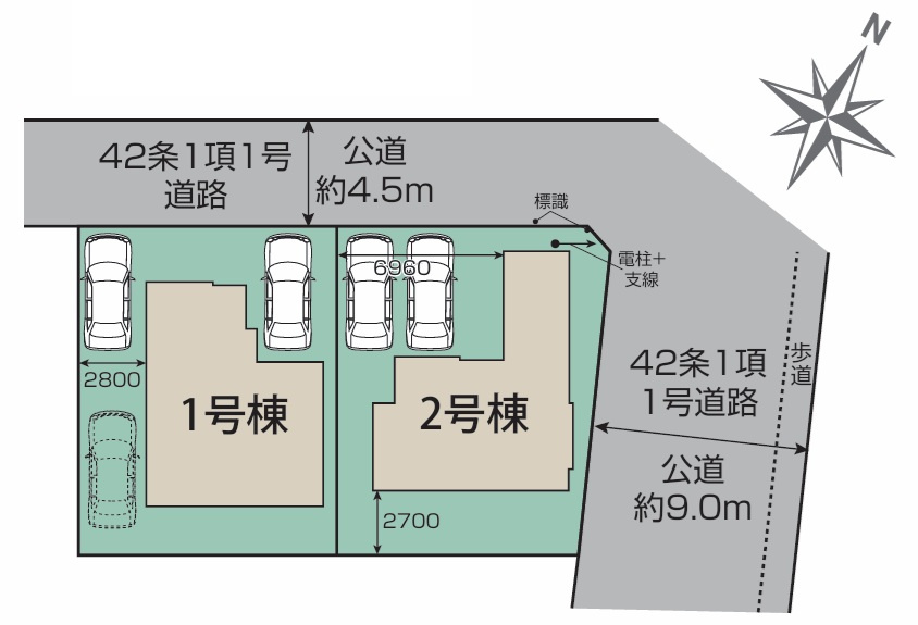 狭山市富士見２丁目　新築戸建　全２棟　2号棟の区画図