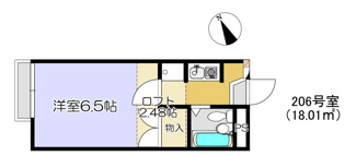 【間取り】 | ハイエスト浜田町　206