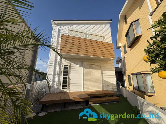 茅ヶ崎市円蔵　新築戸建　全1棟1号棟の外観|南庭が嬉しい瀟洒な家