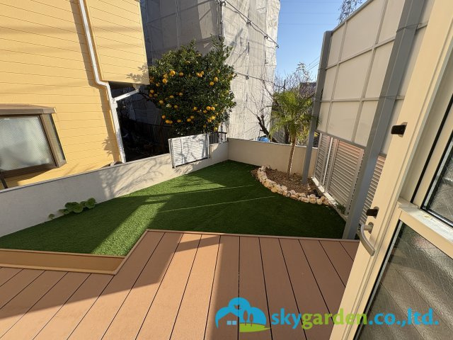 茅ヶ崎市円蔵　新築戸建　全1棟1号棟の庭|お子様の遊び場に