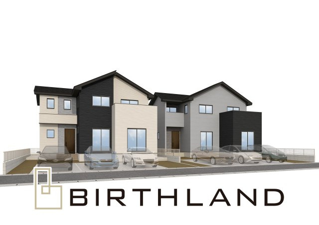 新築戸建・建売　郡山市静町5期　Erde　全2棟の外観パース|左：1号棟　完成しているので内覧可能です！