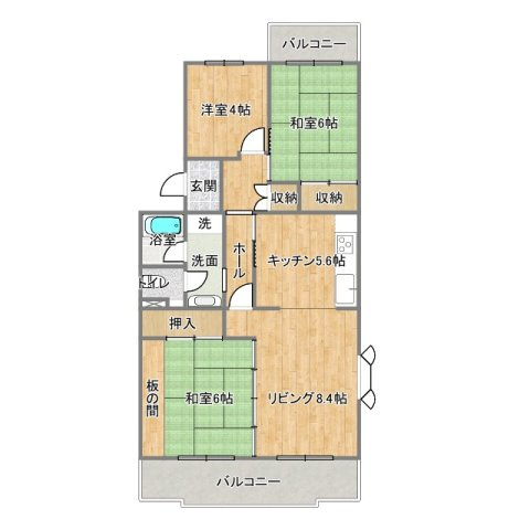 芳川ハイツ4号棟　3階の間取り|3LDKの使い勝手の良い間取りです。リフォームもしやすい形状です。