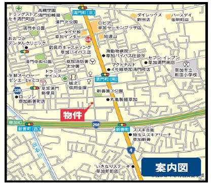 草加市新善町　新築売アパート　の地図