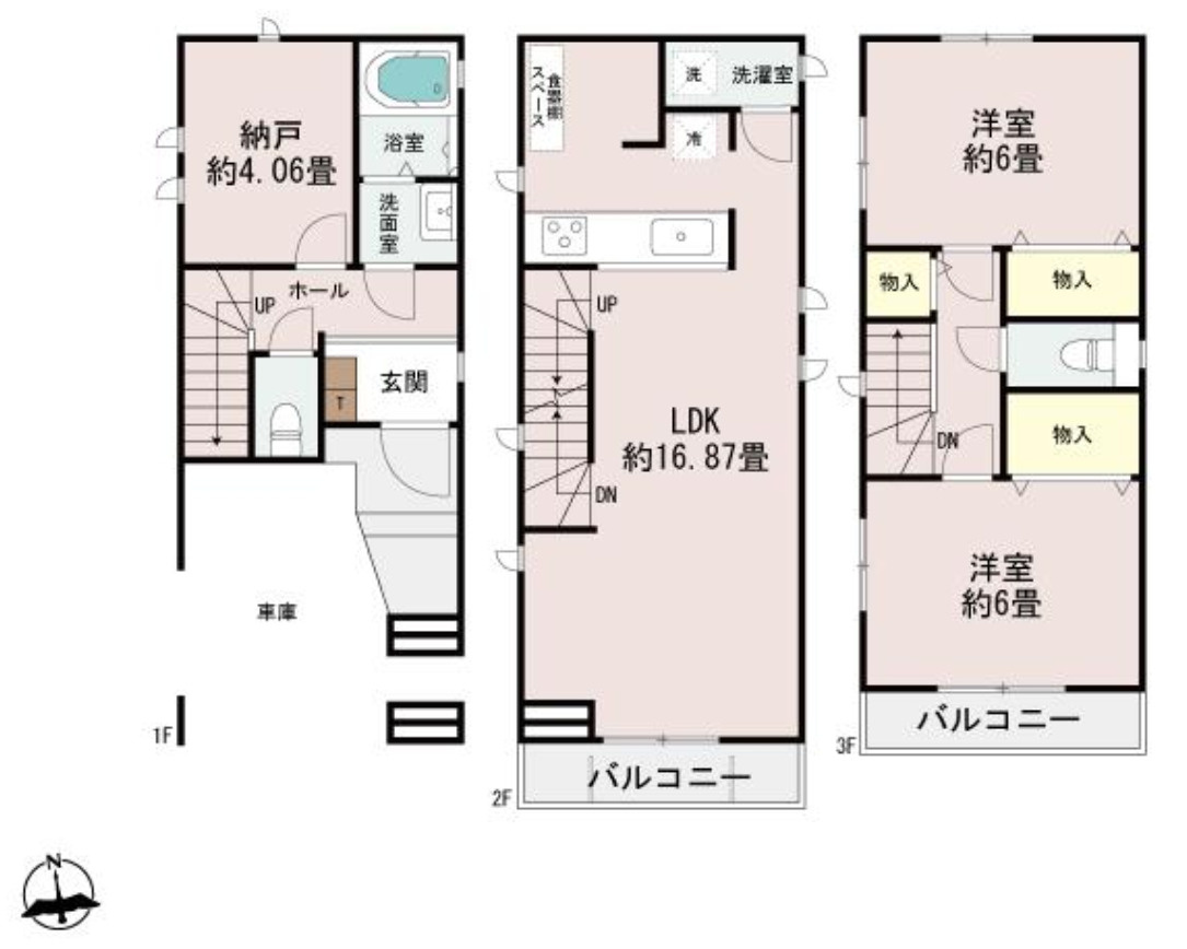 横浜市港北区小机町　新築戸建【仲介手数料無料】の間取り