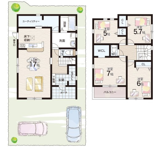 神戸市北区小倉台　第1期　新築一戸建ての間取り|2号地