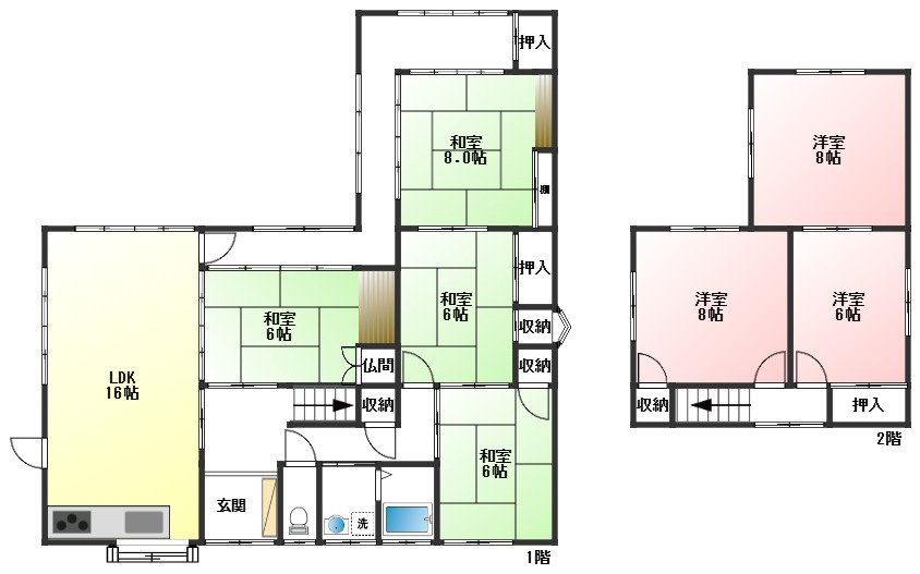 ６５６６４　各務原市尾崎北町中古戸建ての間取り