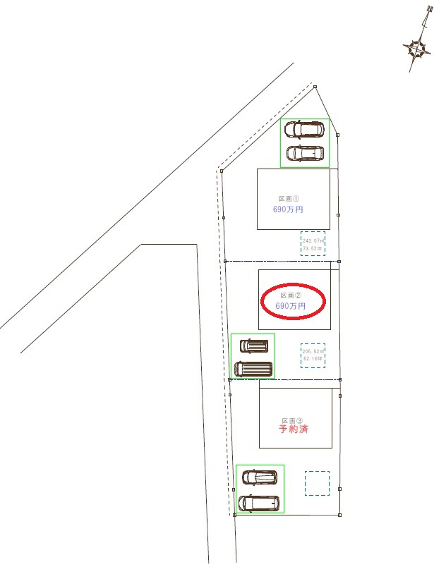 鹿沼市下武子町　土地　区画②の土地図