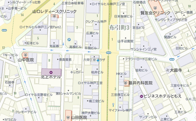 田中ビルの地図|三宮駅から徒歩４分の立地条件です。