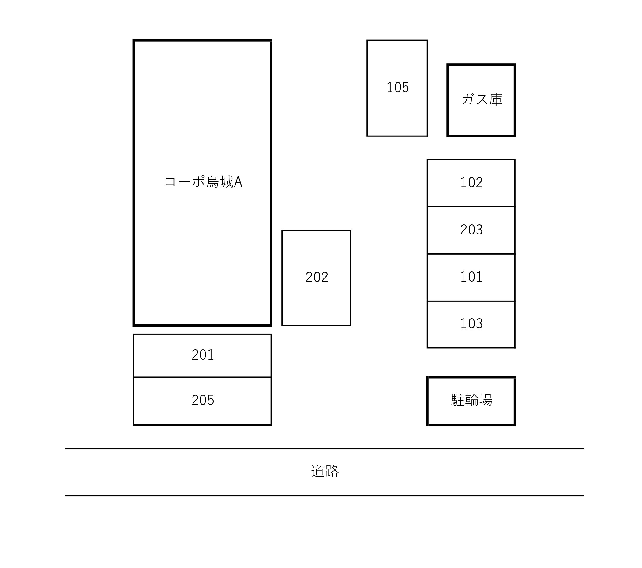 コーポ烏城Aの区画図