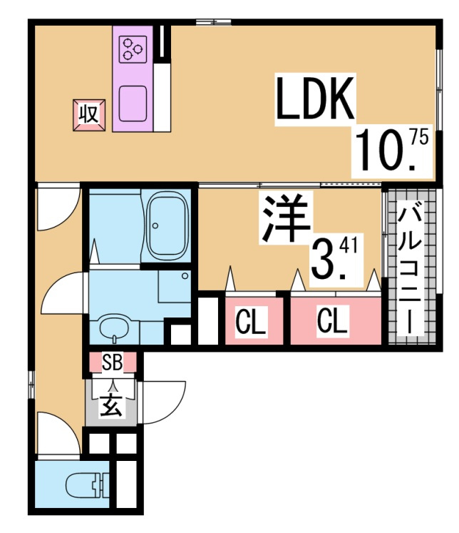 神戸市兵庫区下沢通６丁目のアパートの間取り