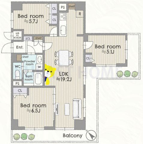 パークテラス桂川　3階の間取り
