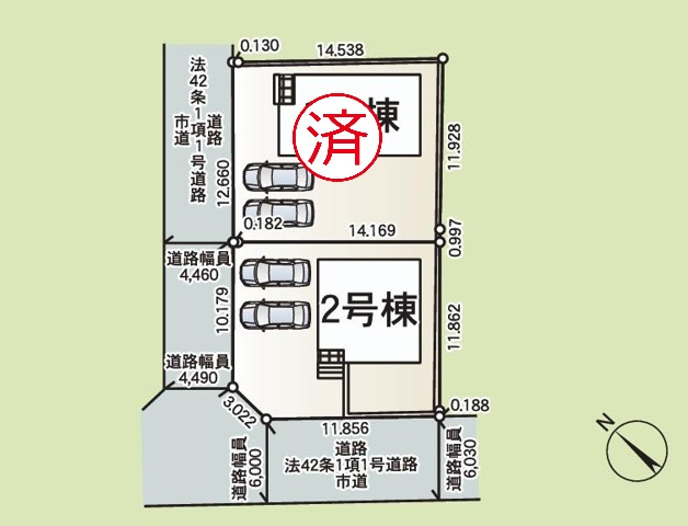 牛久市下根町第1　新築戸建　2号棟の区画図