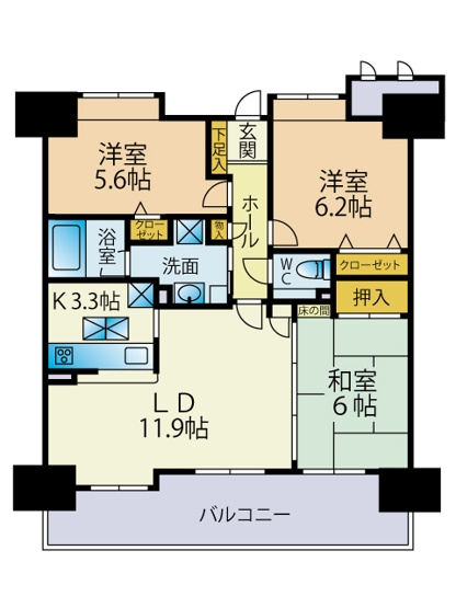 【間取り】 | グランドール沼津 中古マンション EM05765 | グランドール沼津　間取り図