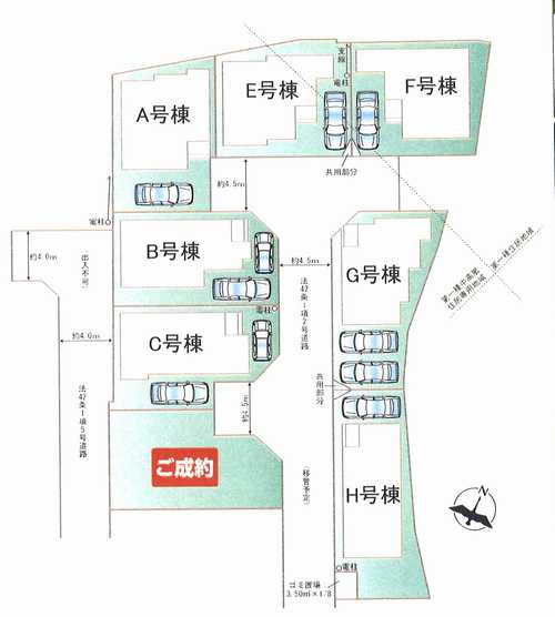 茅ヶ崎市中島　新築戸建全8棟　E号棟の区画図