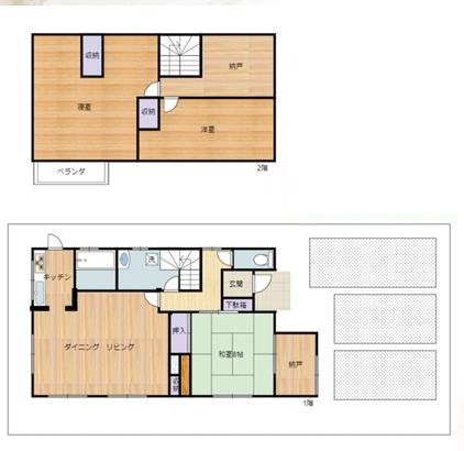 加須市大門町　中古一戸建ての間取り|駐車スペースは並列３台分と来客時も安心のスペースです♪