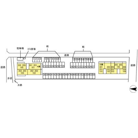 熊本市南区近見４丁目のアパートの区画図