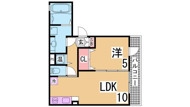 神戸市兵庫区松原通１丁目のアパートの間取り