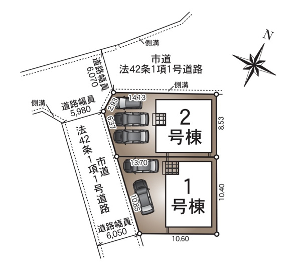 【区画図】 | 糟屋郡須恵町新原第4　2号棟（全2棟）【仲介手数料無料・0円】 | 区画図です。2号棟