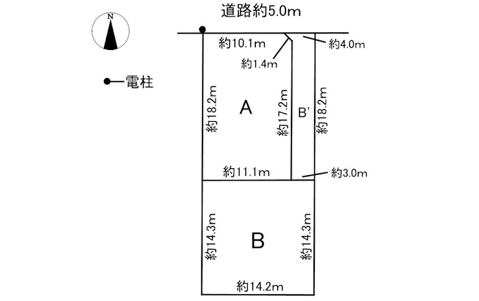 2区画分譲地　那加前洞新町4丁目　B区画の土地図
