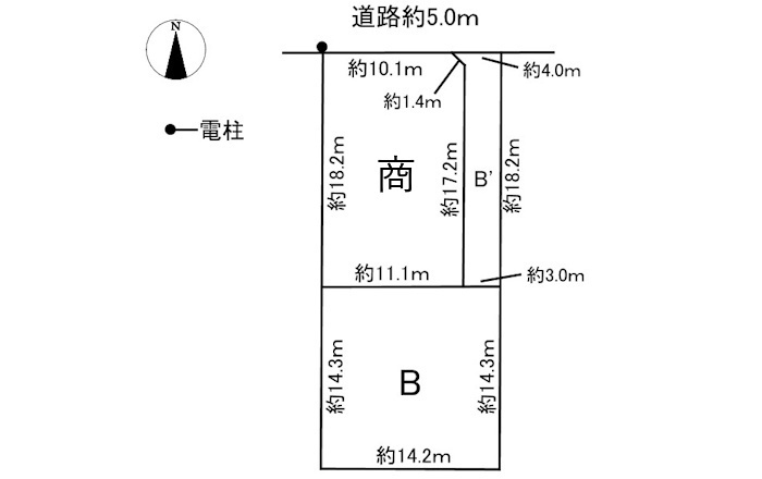 2区画分譲地　那加前洞新町4丁目　B区画の土地図