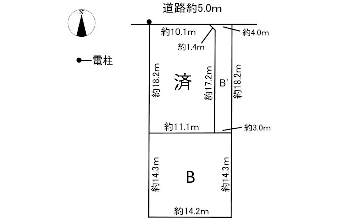 2区画分譲地　那加前洞新町4丁目　B区画の土地図