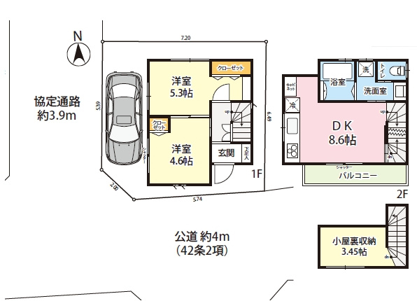 【間取り】 | 練馬区桜台６丁目　新築戸建て | 安心安全の固定階段で昇り降りできる小屋裏収納は多目的に使用可
