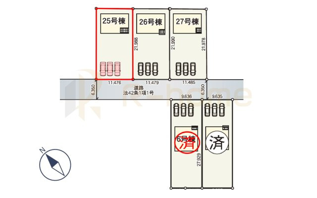 水戸市河和田町第3　新築戸建て　25号棟の区画図|大きなお買い物だからこそ、メリット・デメリットを伝えさせて頂きます。
R-homeにお任せください♪