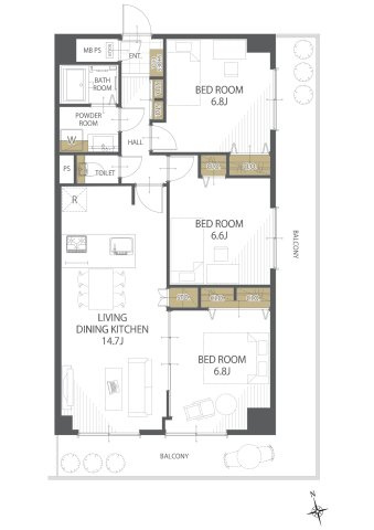 【間取り】伏見日光ハイツ２号棟 