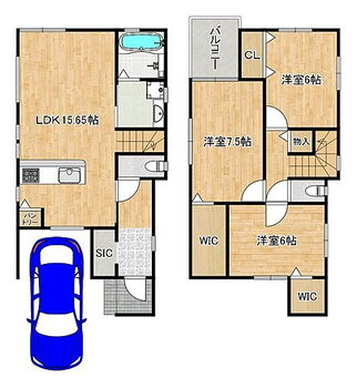 堺市北区野遠町　新築一戸建ての間取り