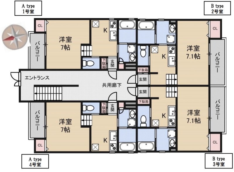 Luxe浜寺　B棟の間取り