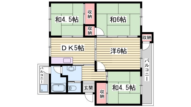 京口団地　１4号棟の間取り