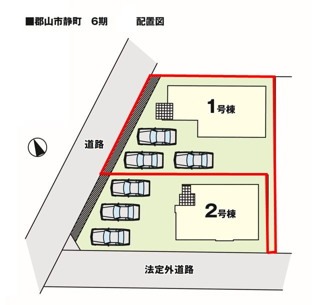 郡山市静町6期　　　  １号棟　　　大成小学校、郡山第７中学区　の区画図
