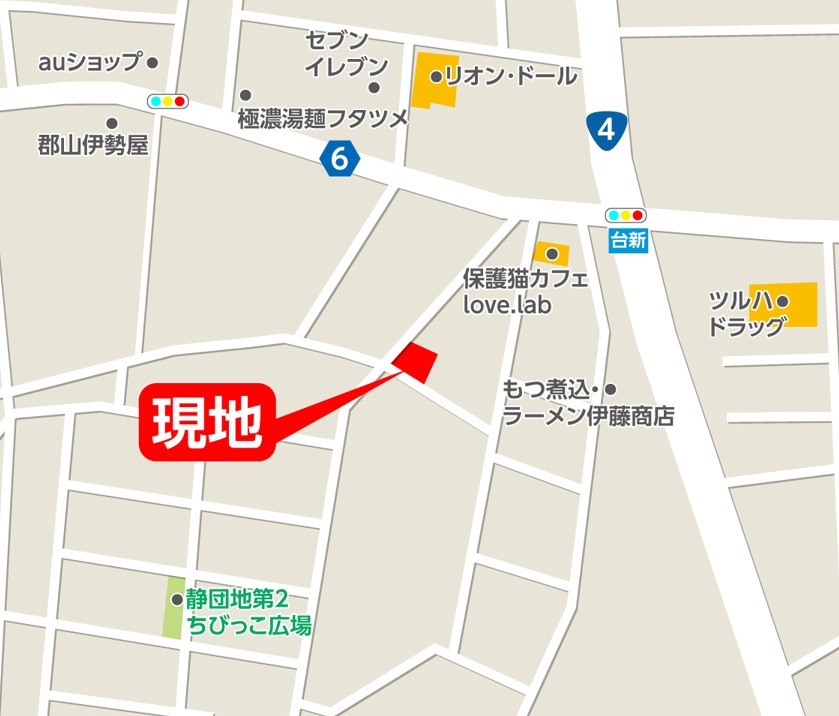 郡山市静町6期　　　  １号棟　　　大成小学校、郡山第７中学区　の地図|現地案内図