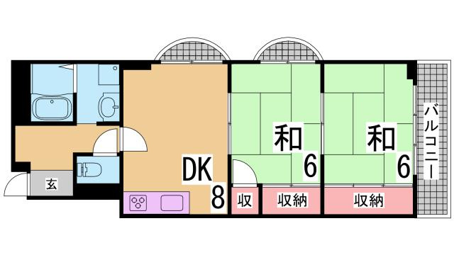 神戸市長田区上池田３丁目の賃貸マンションの間取り