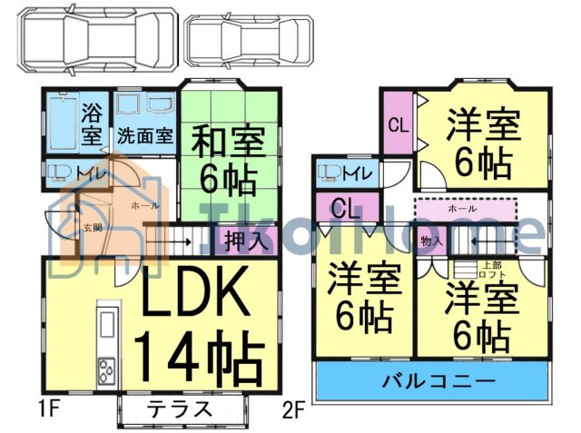 明石市大久保町大窪　中古戸建の間取り|全居室6帖以上のゆったりとした間取りでお子様が多いご家族でも安心♪独立した和室も完備！