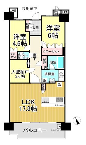 バンベール有松の間取り|2SLDKで大型納戸がありますが、リフォームでリビングを広くしたり、1部屋造ることが可能です。