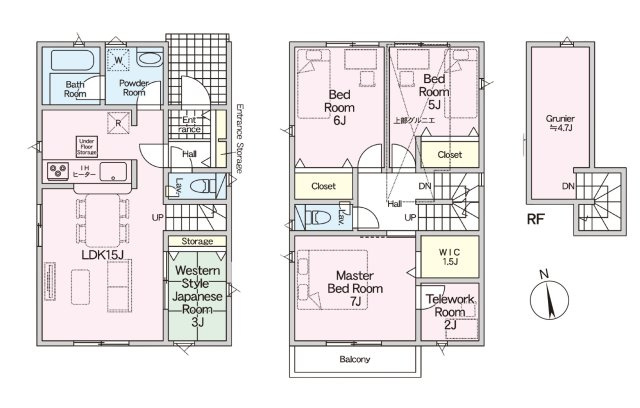 福岡市西区今宿町第2-2棟(2号棟)の間取り|全居室収納付きで便利です。