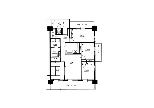 【間取り】 | ロワールマンション二日市３ | 3面バルコニ付きで採光・通風良好です！