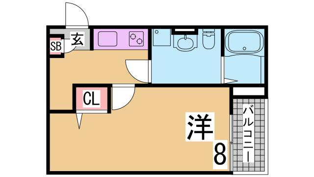 神戸市須磨区明神町１丁目のアパートの間取り