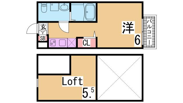 神戸市長田区川西通４丁目のアパートの間取り