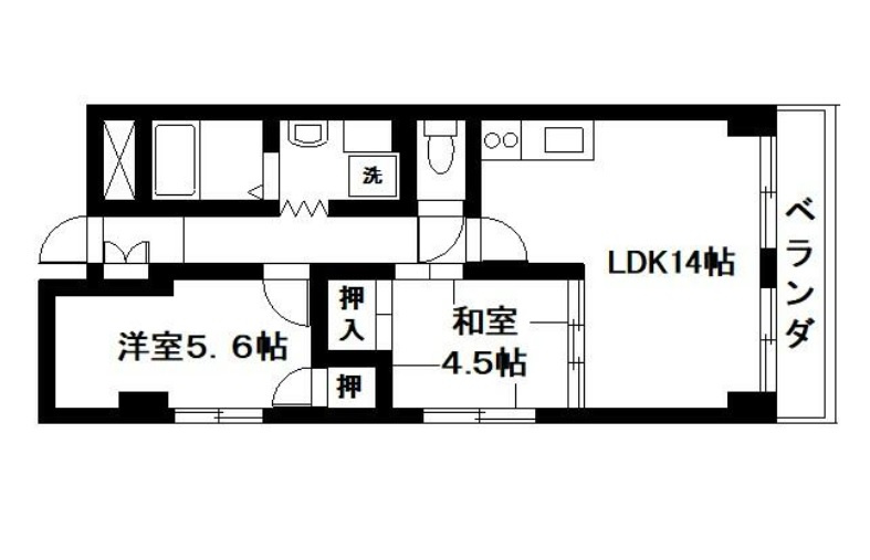 姫路市飾磨区若宮町の賃貸マンションの間取り