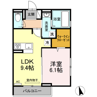 【間取り】 | ラ・ナチュール曙 | 1LDK