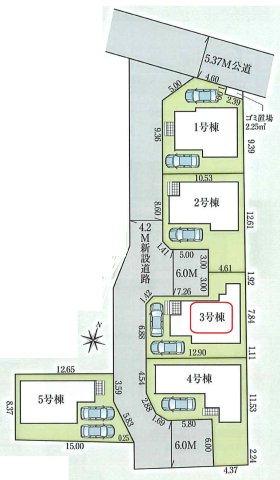 狭山市水野・全5棟　新築一戸建　3号棟　|【全5棟・3号棟】カースペース2台分。