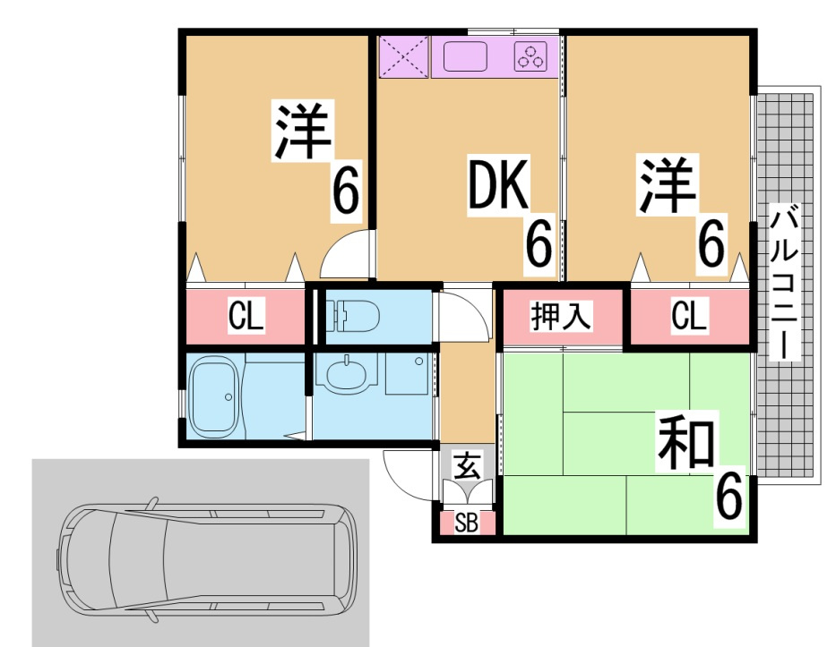 神戸市須磨区北落合４丁目のアパートの間取り