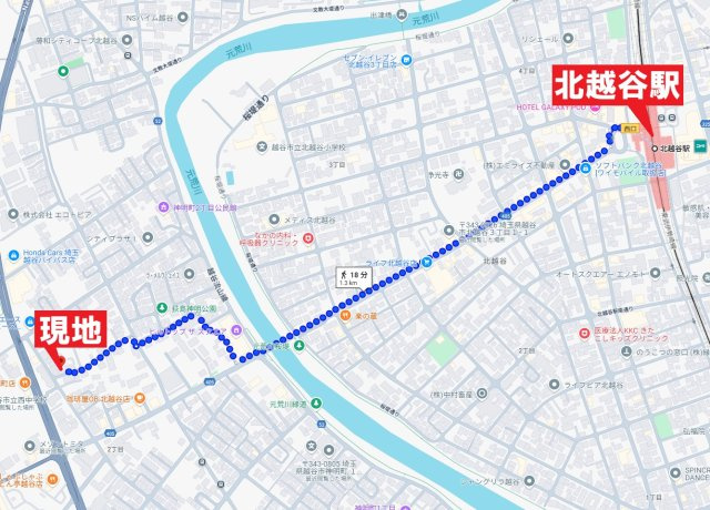 越谷市神明町2丁目土地の地図