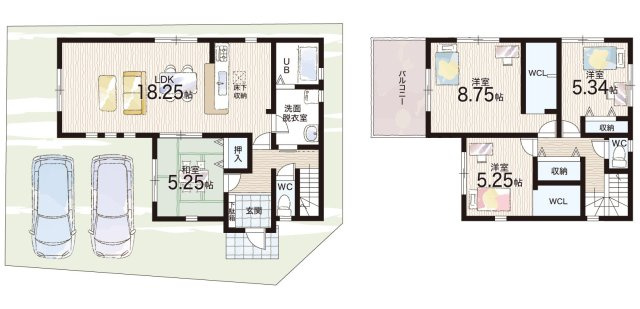 天理市田町　第7期　新築一戸建ての間取り|1号地
