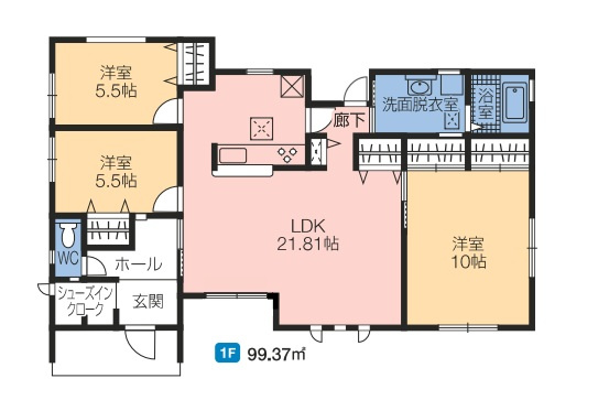 【新築戸建】第1吉岡町漆原の間取り|1号棟間取り