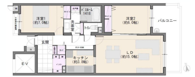 パシフィックガーデン茅ヶ崎Ａ棟の間取り