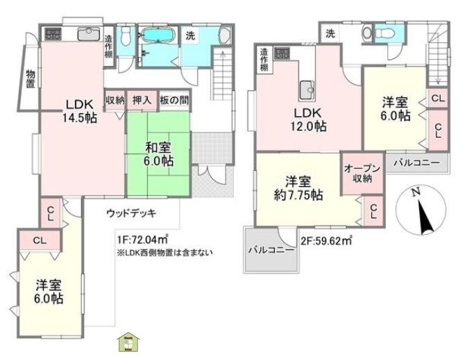 川口市里　中古一戸建ての間取り