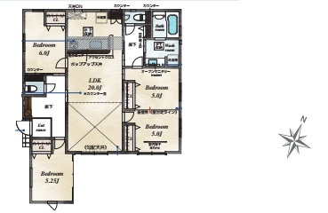 さいたま市見沼区笹丸　新築一戸建て　大宮east hill　01の間取り|物件名コピペ、3LDK、土地面積179.07m2、建物面積98.75m2